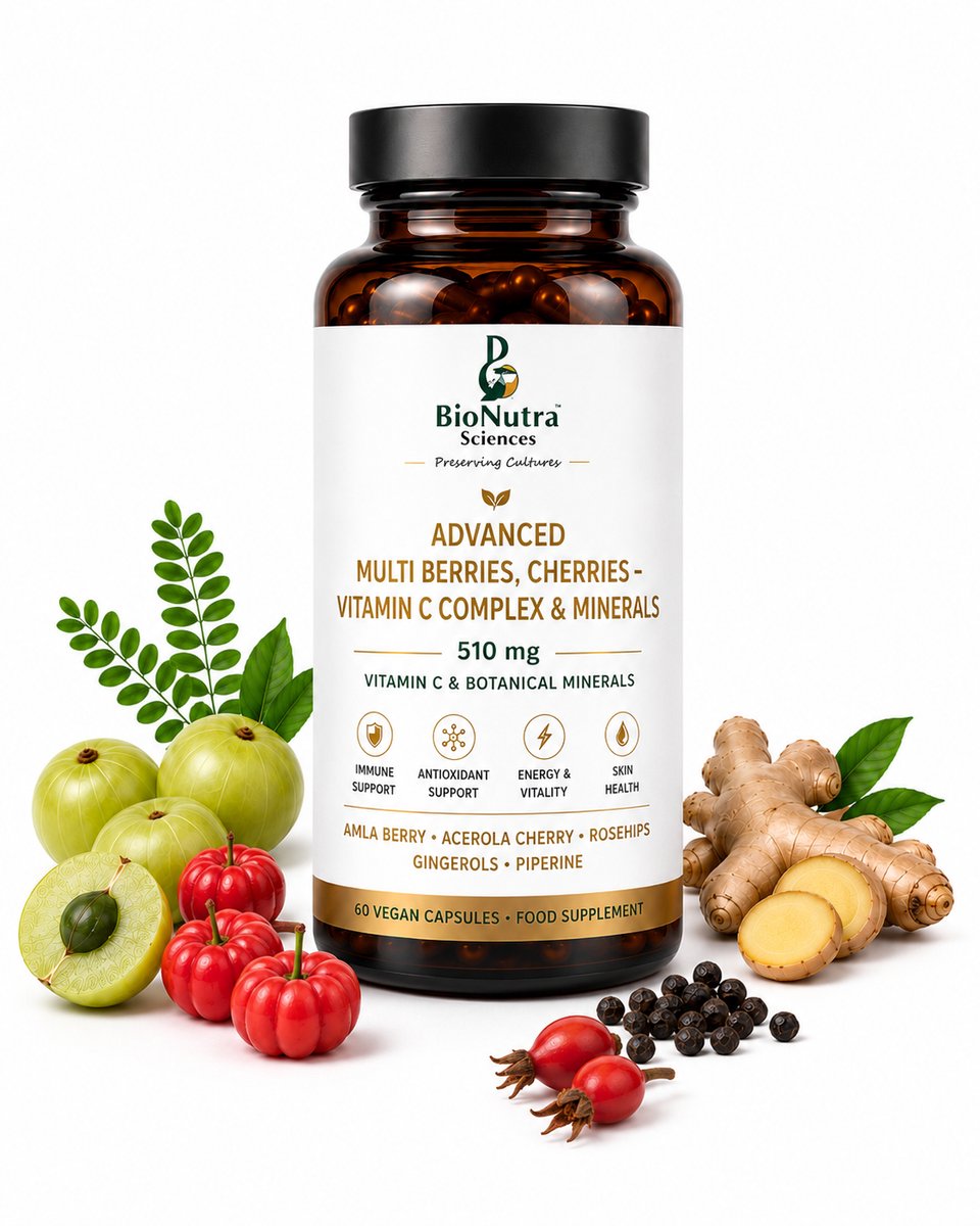 Advanced, Amla, Multi Berries, Cherries – Vitamin C-Complex & Botanical Minerals complex-510mg | Hair, skin, nails