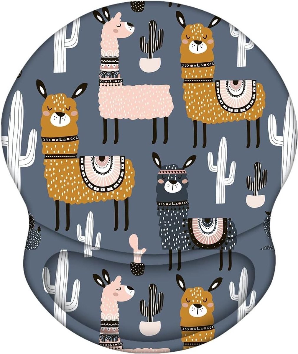 Ergonomische Muismat met Handsteun en Gel, Comfortabele Muismat voor Thuis en Kantoor met Alpaca Design