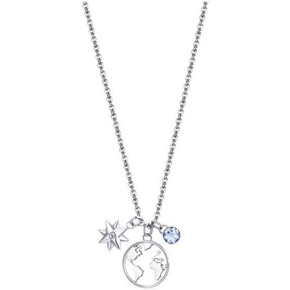 BROSWAY CHAKRA BHKN057 STAINLESS STEEL KETTING MET BEDELS EN KRISTALLEN 1 STUK