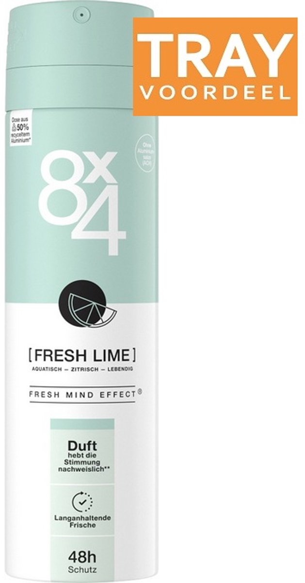8X4 FRESH LIME DEODORANT SPRAY 30 X 150 ML