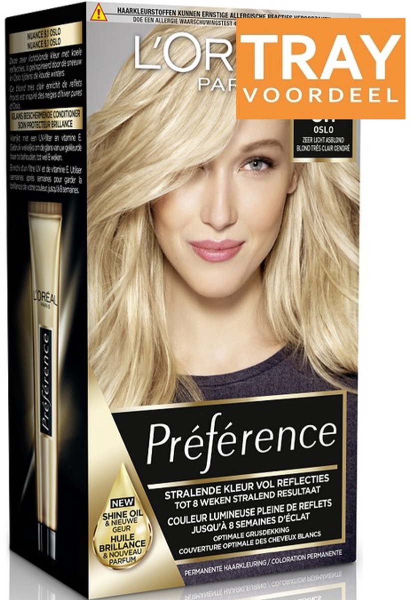L'OREAL PREFERENCE 9.1 OSLO ZEER LICHT ASBLOND HAARVERF 6 X 1 STUK