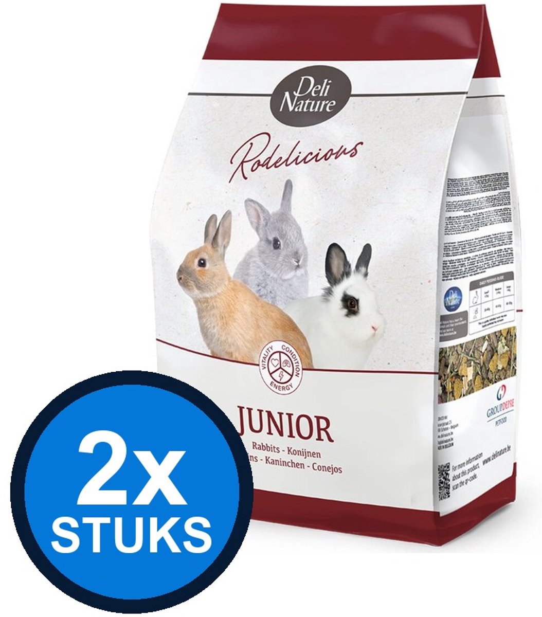 2x Deli Nature - Rodelicious junior konijnen 2,5kg - Knaagdierenvoer - 2.5 kg