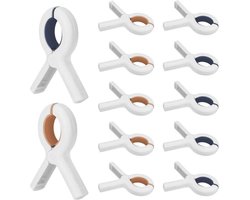 Set van 12 strandhanddoekclips, groot formaat, windbestendige strandhanddoekclips