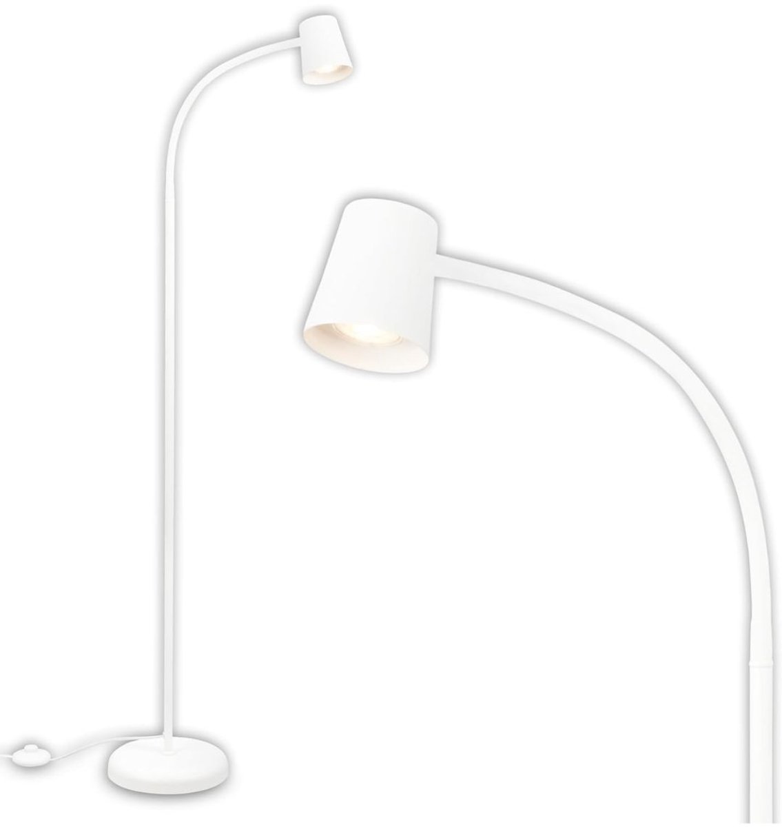 Ploutos® Booglamp - Vloerlamp Met Voetschakelaar - Woonkamerlamp - Wit - 21cm x 22cm x 128cm