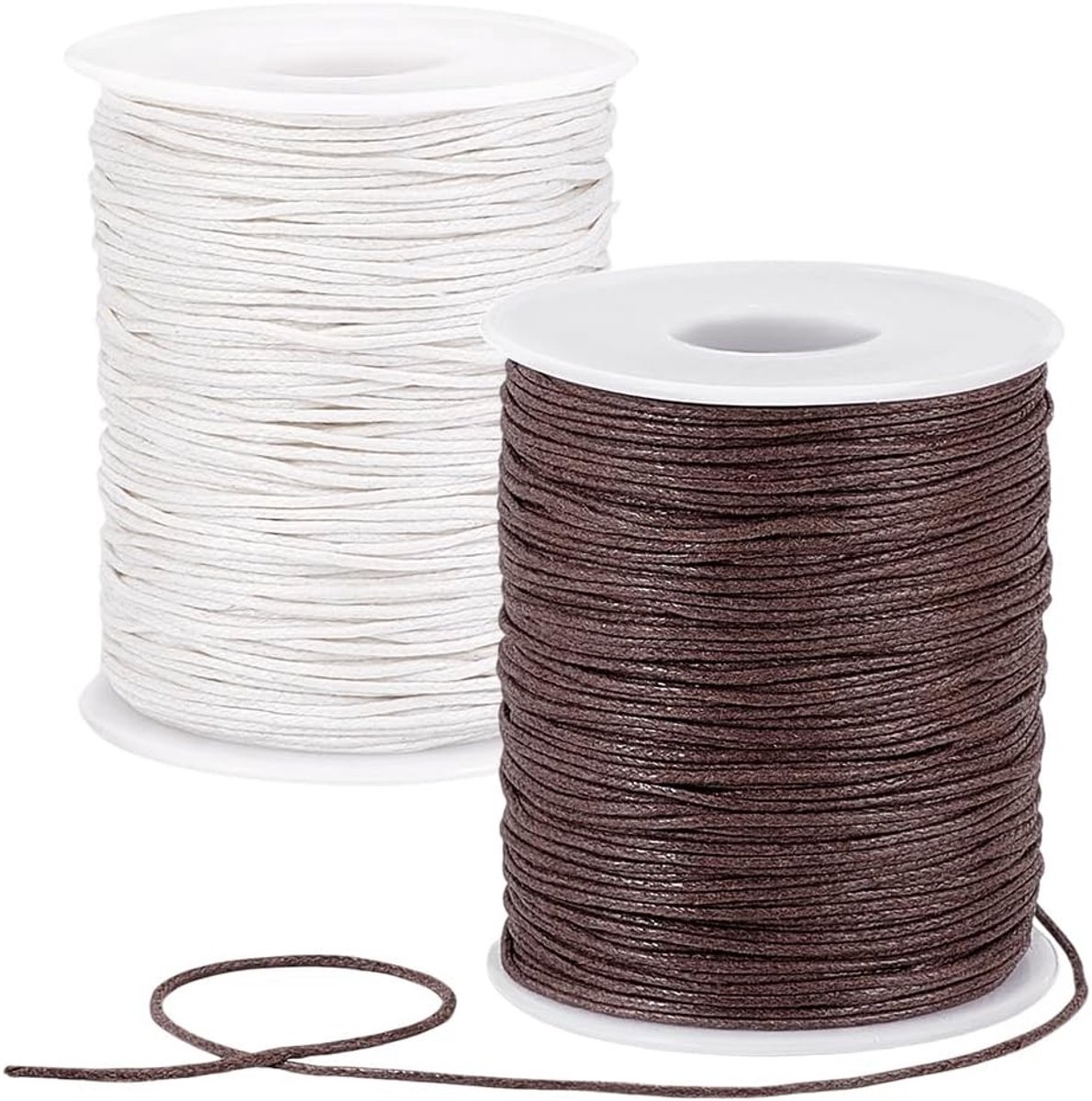 200m 1mm Gewaxte Touw voor Armbanden, Macramé en Sieradenmaken - Bruin & Beige Waxdraad voor Creatieve Projecten
