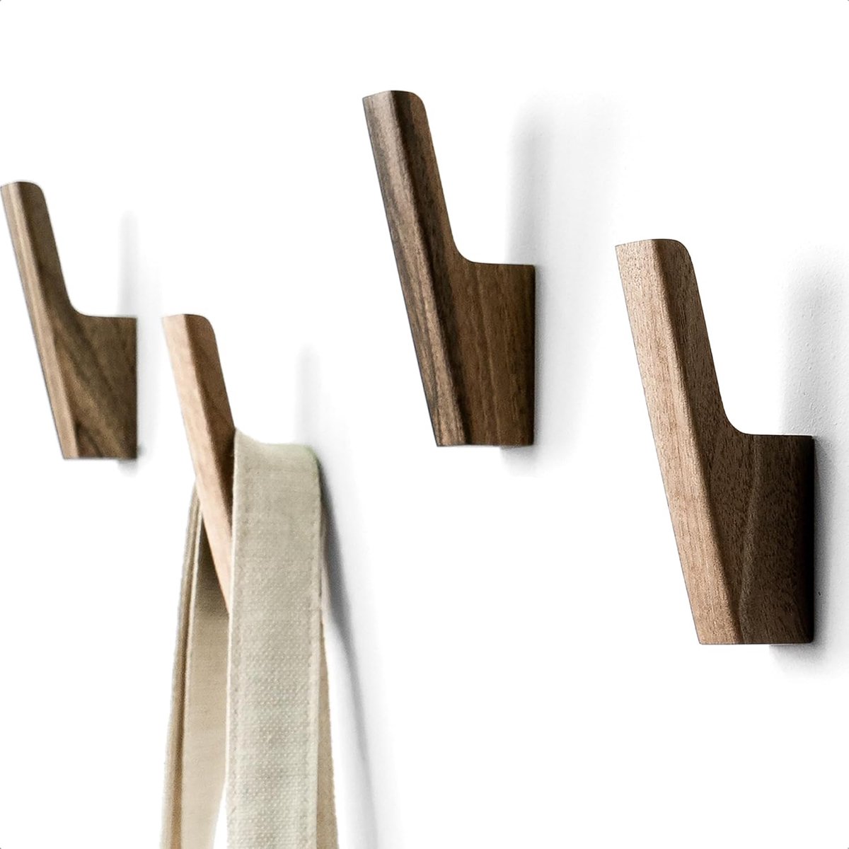 Houten Wandhaken - Minimalistische Natuurlijke Hout Decoratieve Wandhaken - Moderne L-vormige Houten Kledinghaken voor Handdoeken Tassen Hoeden - Boerderij Stijl Hal Badkamer Slaapkamer Wand Decor Haken