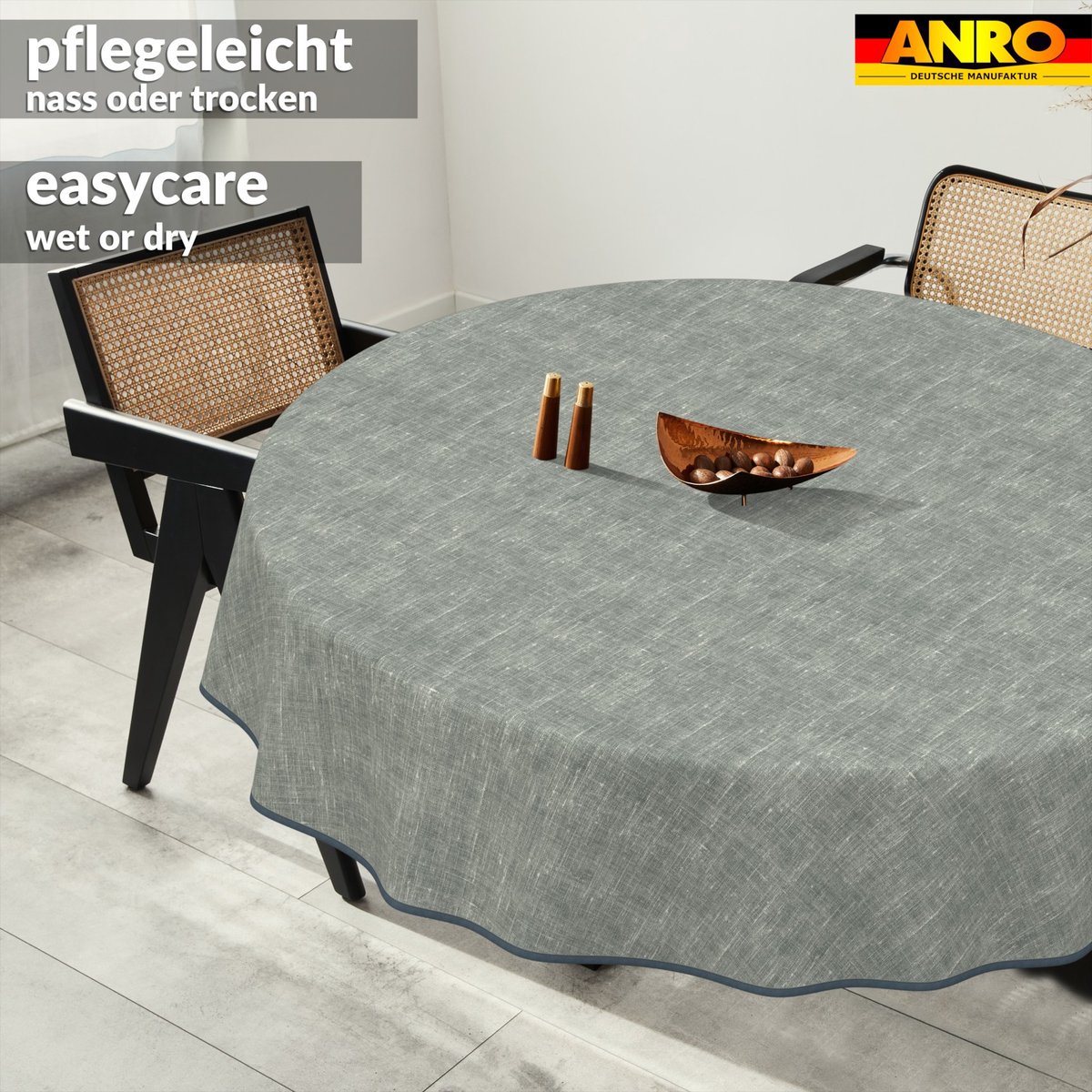 ANRO Tafelkleed Effen linnenlook Meerkleurig Rond Ø140cm Met sierband Afwasbaar Waterafstotend