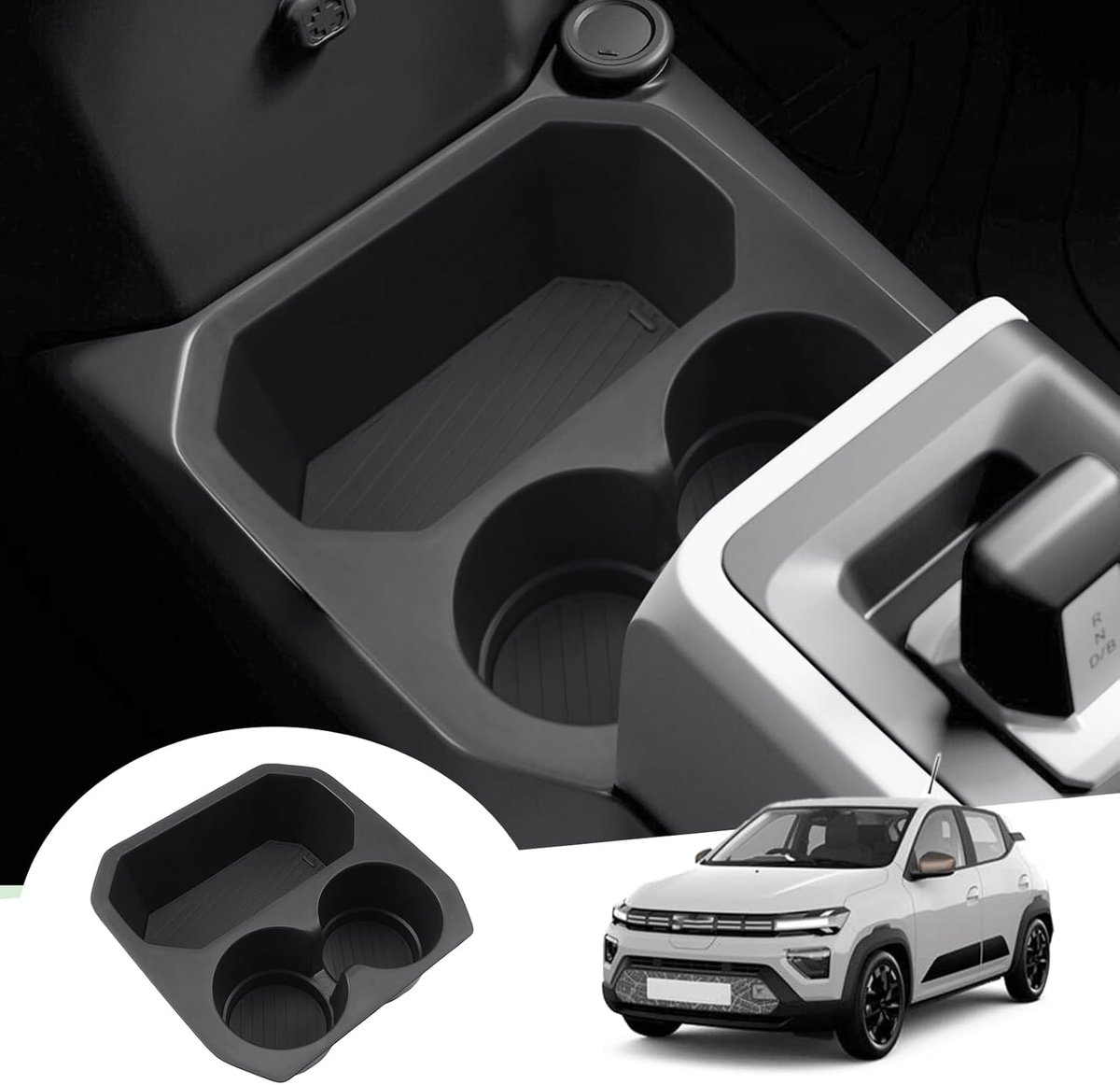 opbergdoos voor middenconsole - Dacia Spring 2025 2026 - met 2 bekerhouders - extra opbergruimte - ShopVlot