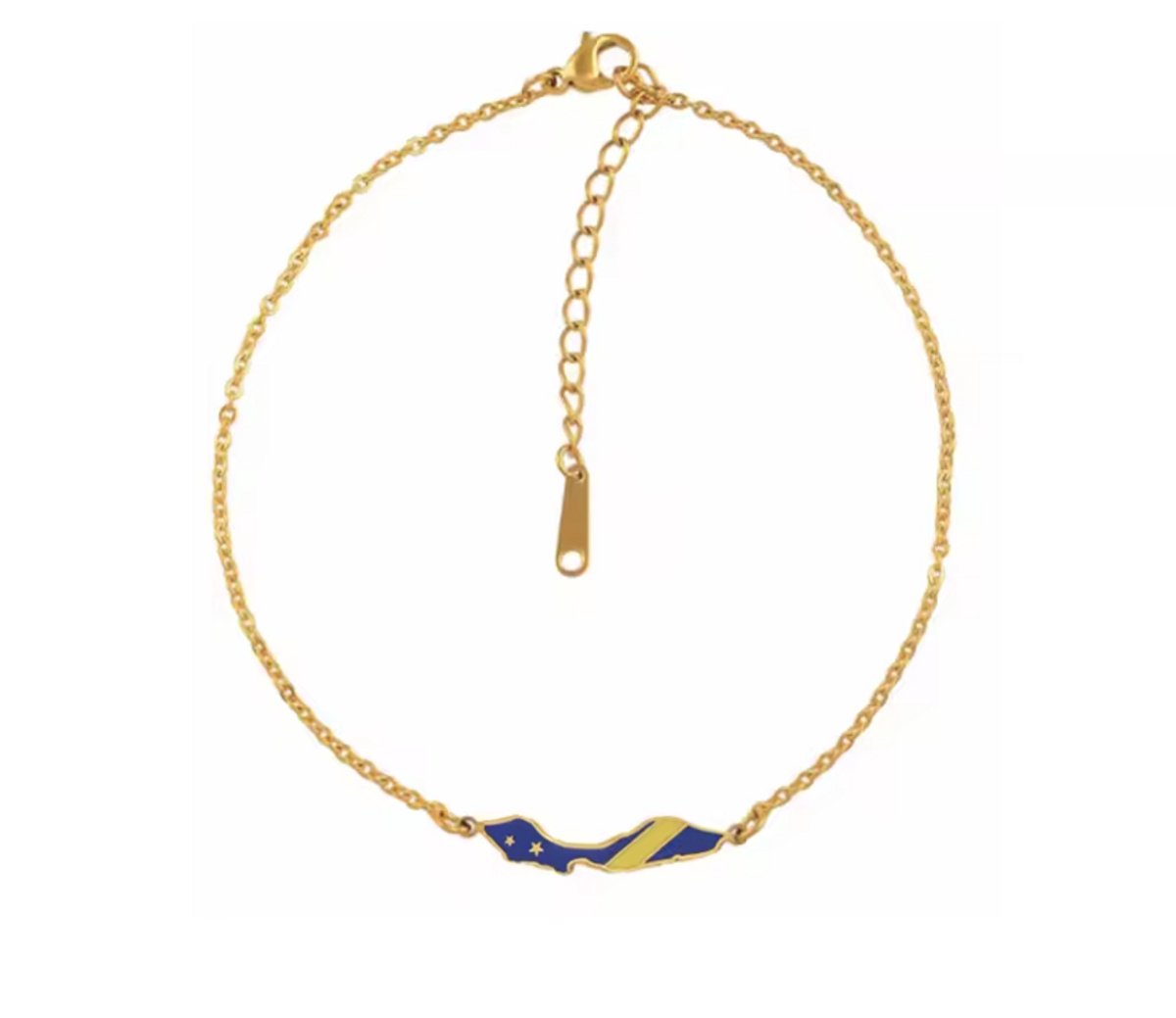 Curacao Armband - Kleur: Goud - Lengte: 18 CM - Armbandje - Korsou / Dushi Curacao - Bracelet - Island - Dutch Caribbean - Curadise - Hoge Kwaliteit - RVS / Roestvrijstaal / Stainless Steel - Verkleurt Niet - Inclusief Luxe Cadeauverpakking