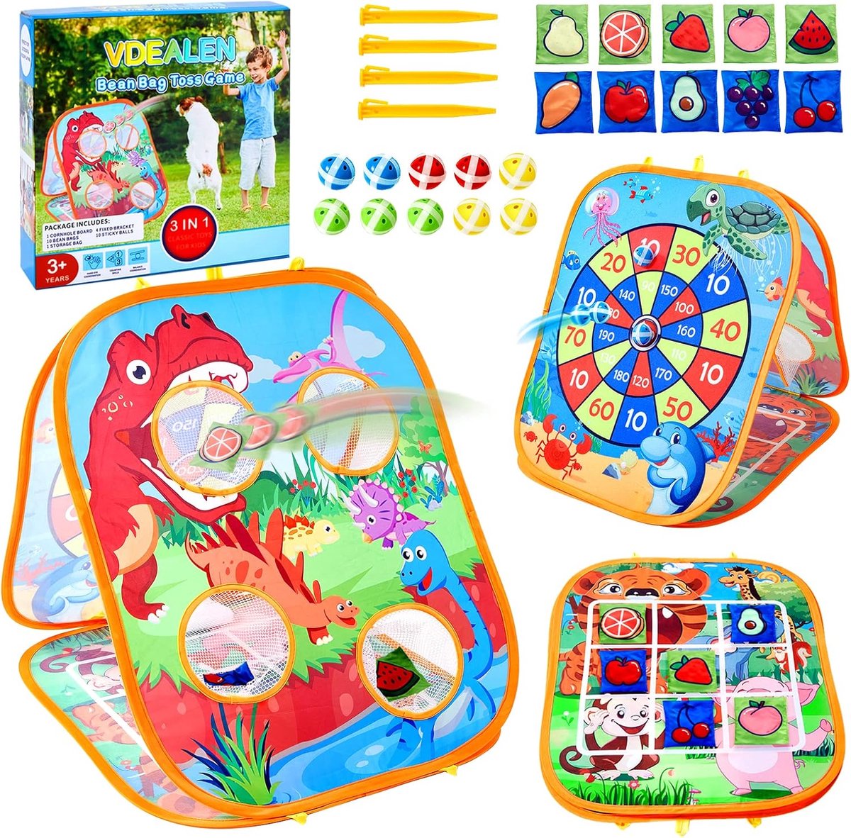 SnelShoppen - Bean Bag Toss Game Speelgoed voor Kinderen, 3 in 1 Cornhole Spel voor Binnen en Buiten, Voor Verjaardag en Kerst, Duurzaam en Veilig Spe