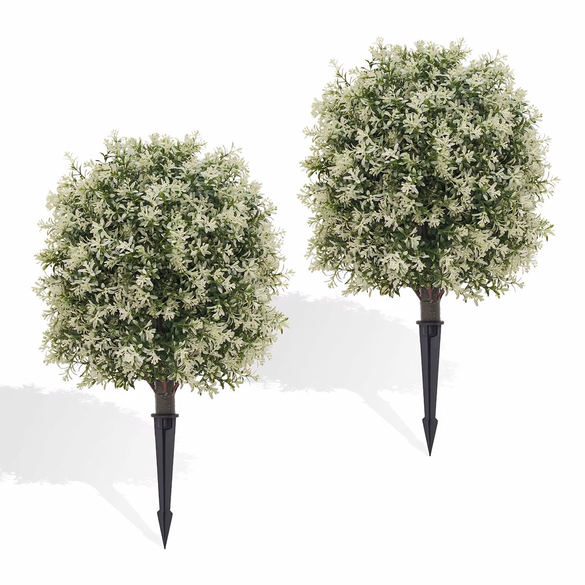 Set van 2 Kunst Buxusbollen 60cm - UV-Bestendig Realistisch design met Grondpinnen - voor tuin en buitenruimte - Beige Kunststof - Roze