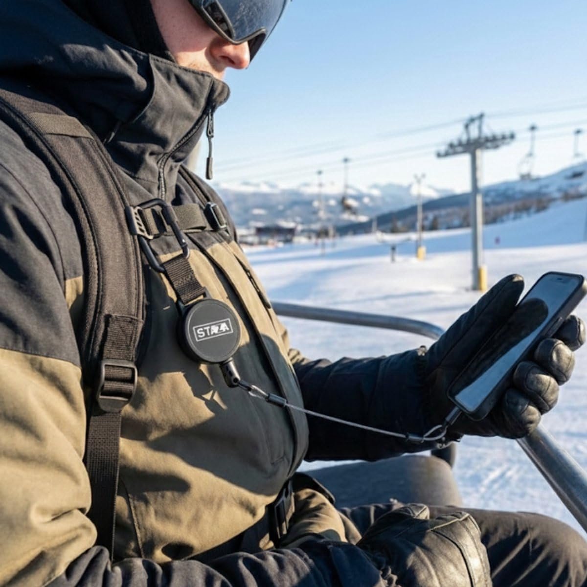 Thijox - Telefoonkoord Wintersport - Snijvast Stalen Veiligheidskabel - Anti-Diefstal Bevestiging voor Ski & Snowboard - Universeel voor Alle Telefoon