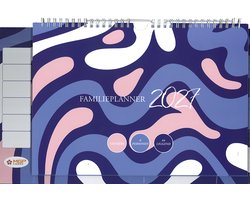 MGPcards - Family Planner 2027 - Planificateur hebdomadaire - La semaine commence le lundi - 34 x 24,5 cm - Bleu - Avec autocollants