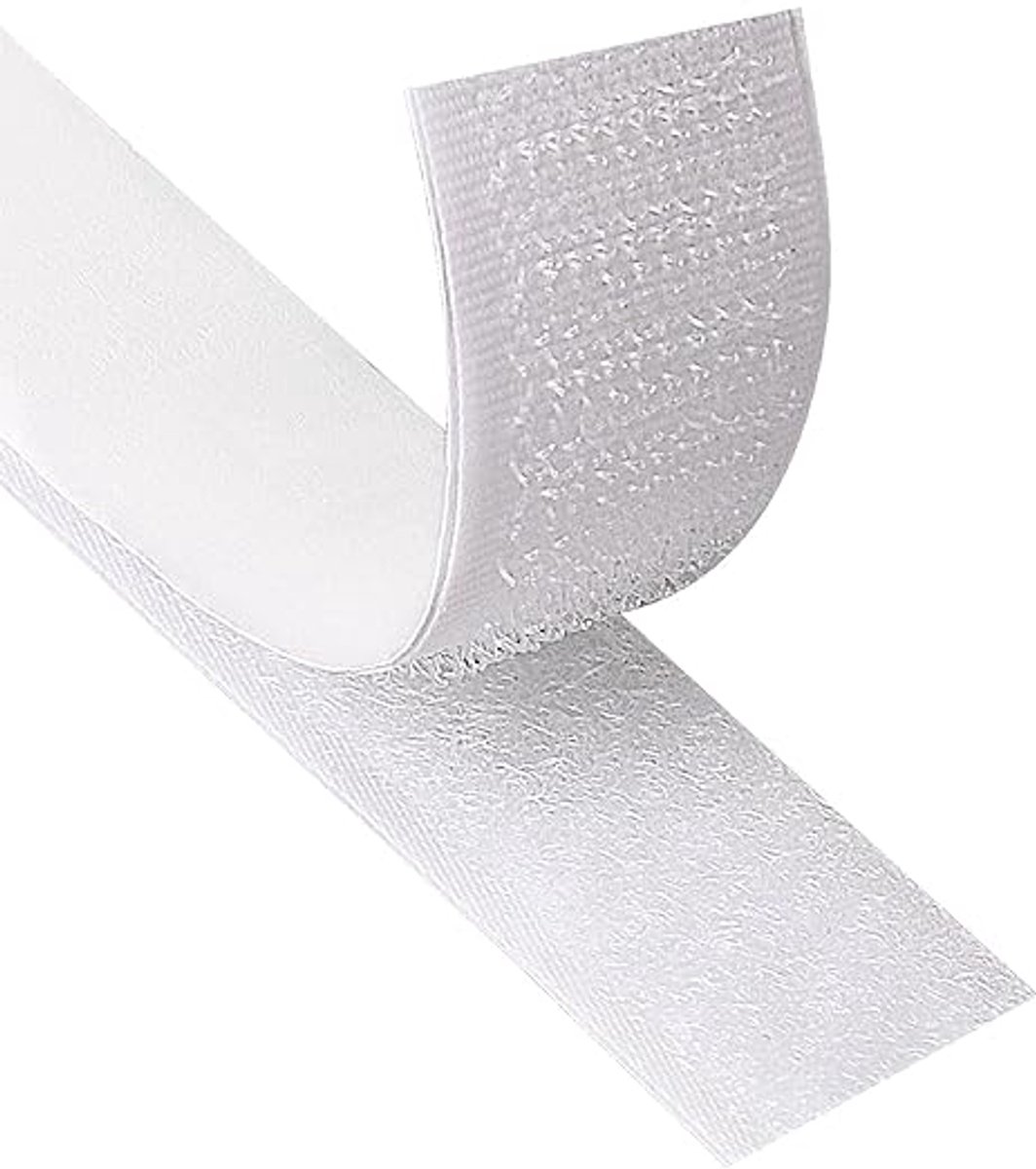 VHV - Klittenband Zelfklevend - 8 m x 20 mm - Extra Sterke Haak- en Lusband - Wit - Voor Thuis en Kantoor
