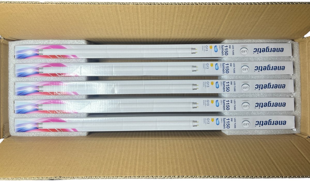 10 x Energetic T8 Led 9w Daglicht 6500K G13 60 cm