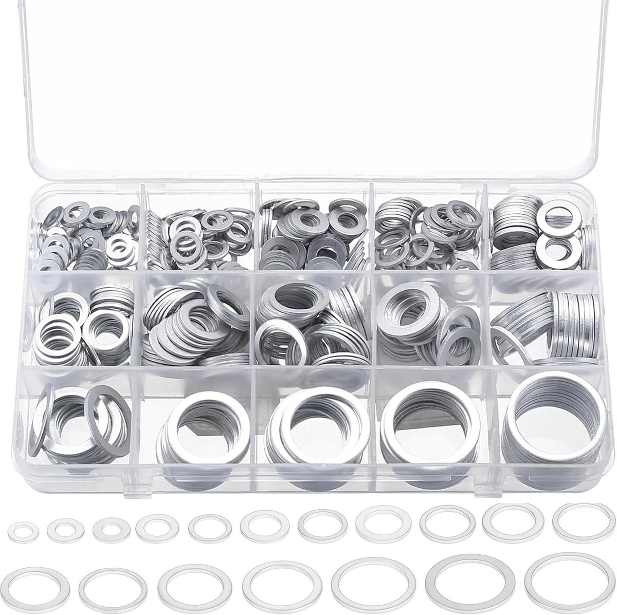 560-delige Set van O-ring en Afsluitringen voor Oliedrainplug, Inclusief Koper en Aluminium, Geschikt voor Auto, Industrie en Huishouden