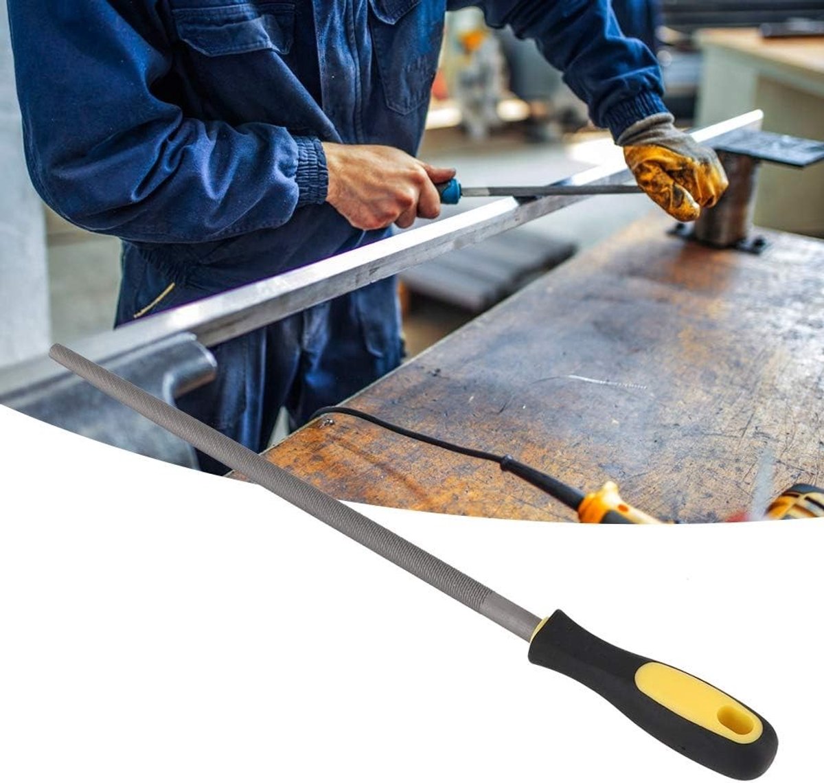 Ronde Vijl 12 Inch van Carbon Staal met Handvat - Perfect voor Metaalbewerking en Schuurwerkzaamheden