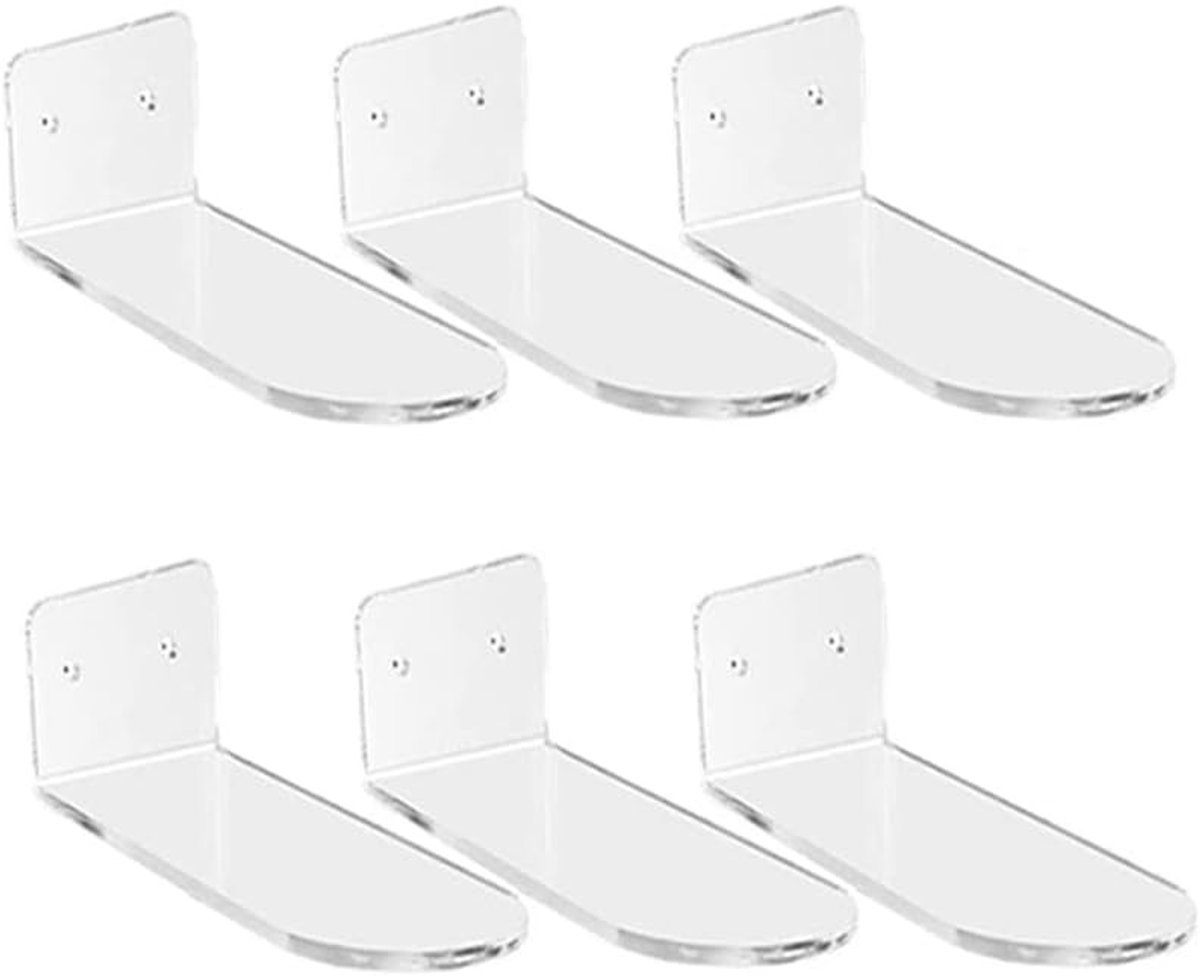 Zes Stukken Heldere Drijvende Schoenplanken van Transparant Acryl voor Wandmontage en Sneakers Display