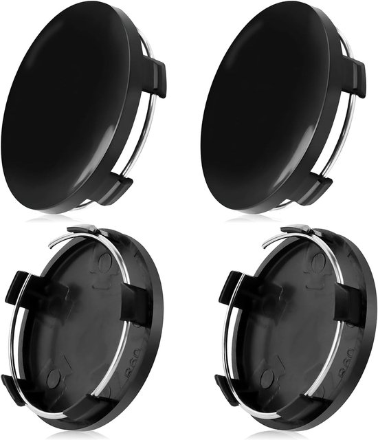 Zwarte universele wielnaafdeksels van 60 mm - ABS rimcover voor auto-accessoires, set van 4 stuks