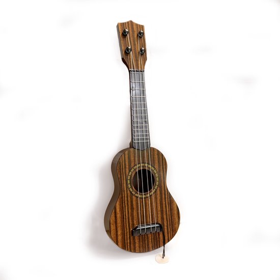 Zoem Speelgoedgitaar & Ukulele – 4-Snarig Muziekinstrument met Plectrum – 43 cm – Bruin
