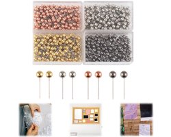 4 dozen - 800 stuks Punaises - Bevestigingsspelden - Positioneerpinnen - Spelden - Markeerpunaises - Decoratieve pinnen - Naainaalden - Kogelnaalden - Voor kaarten, naaien, foto's, prikborden, kantoren (15*4mm - Meerkleurig)