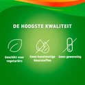 Iconen die aangeven: geschikt voor vegetariërs, geen kunstmatige kleurstoffen, geen gewenning.