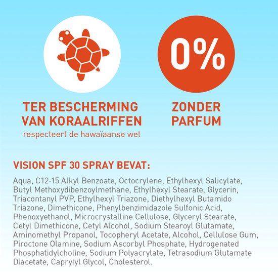 Zeeschildpad icoon, tekst: Ter bescherming van koraalriffen. 0% zonder parfum.