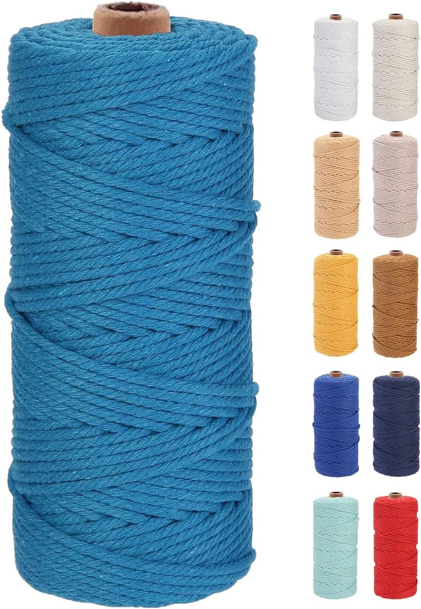 Premium Katoenen Macrame Touw 3mm x 100m - Zacht, Chemisch Vrij en Perfect voor Macrame Projecten en Creatieve Ambachten