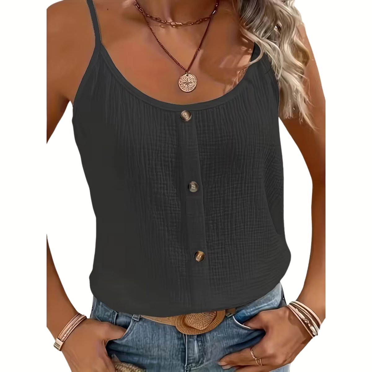 Currero Topje Dames - Top Kleding - Shirt - Blouse - Kort - Volwassen - Zwart 1XL