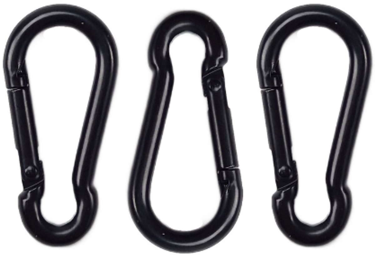 BCF-Products - Karabijnhaak - 4x40mm - 3 stuks - Zwart - Musketonhaak - Carabiner - Klein - Mini