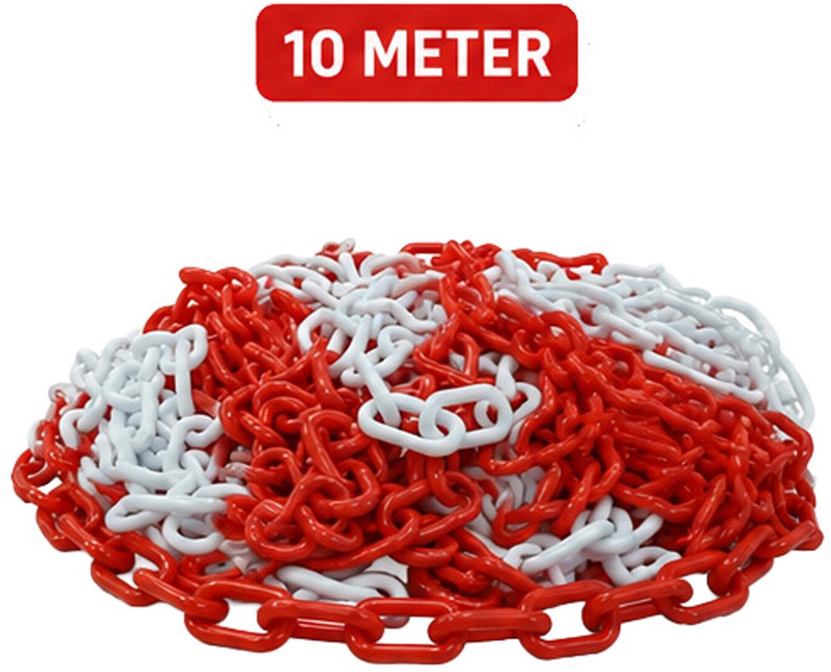 Mexxo afzetketting 10 meter - Rood / wit - Kunststof - Binnen & buiten - Schakels 6 mm