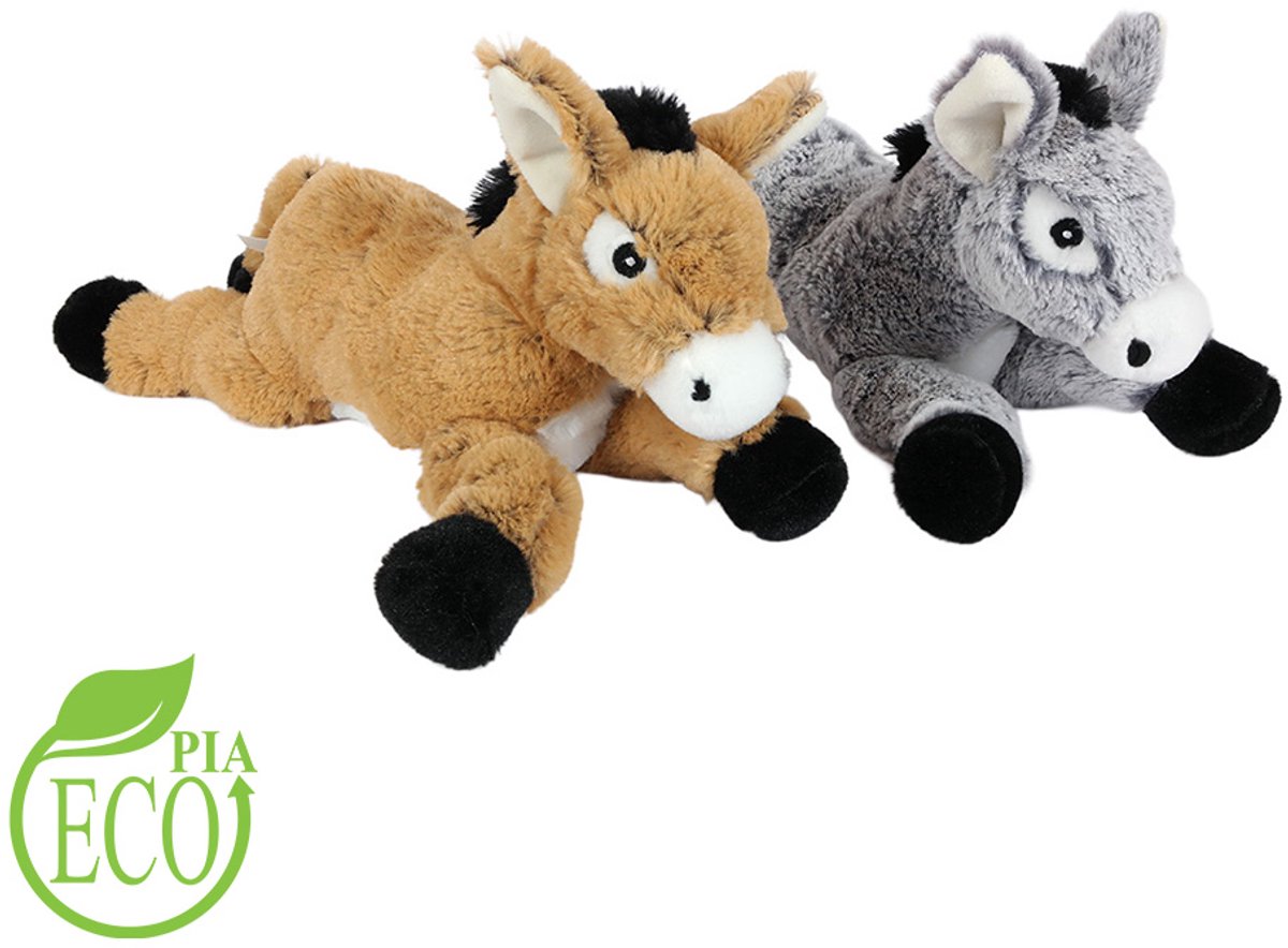 PIA Soft Toys - Set van 2 ECO Pluche Ezel Knuffels - liggend 16 cm