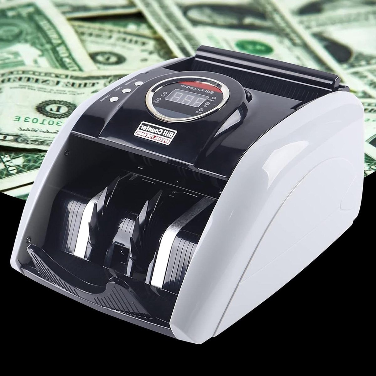 Geldtelmachine - Bankbiljetten teller - Efficiënt geld tellen - Valsgeld detectie - 900 vellen per minuut - Zwart