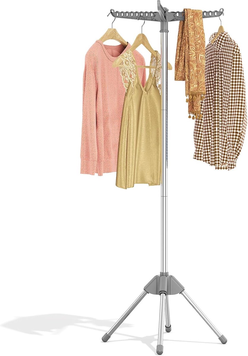 SnelShoppen - Opvouwbaar Kledingluchter, Ruimtebesparend Wasrek voor Kleding, Roestbestendig Droogrek voor Binnen en Buiten, 63,5 x 63,5 x 150 cm, Per