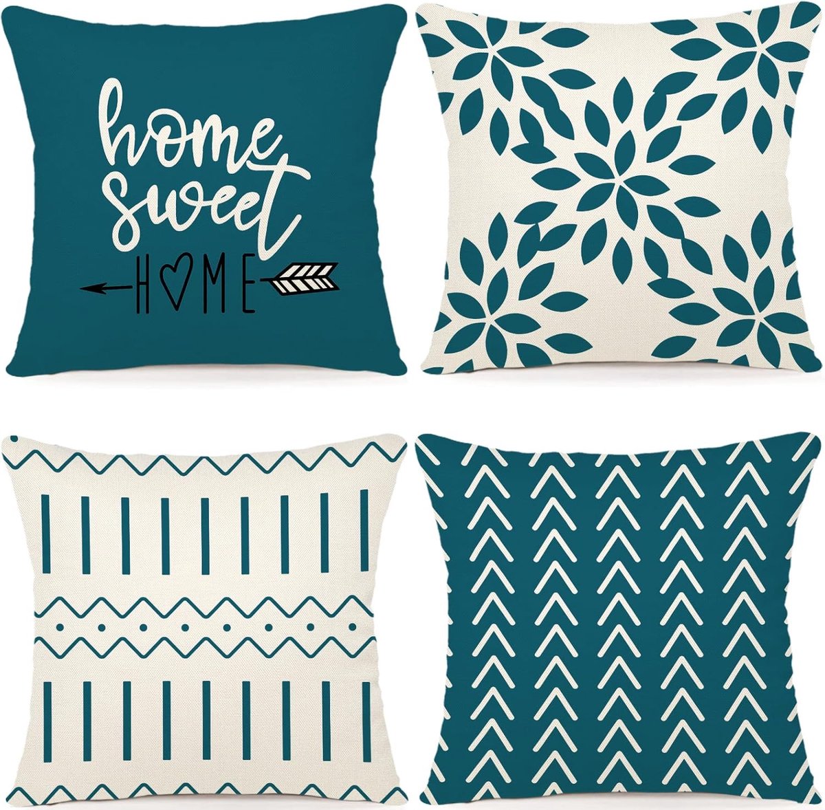 SnelShoppen - Decoratieve kussenslopen 4-pack 40 x 40 cm vierkant voor bank en stoel, kleurvol en stijlvol, perfect voor woonkamer en tuin