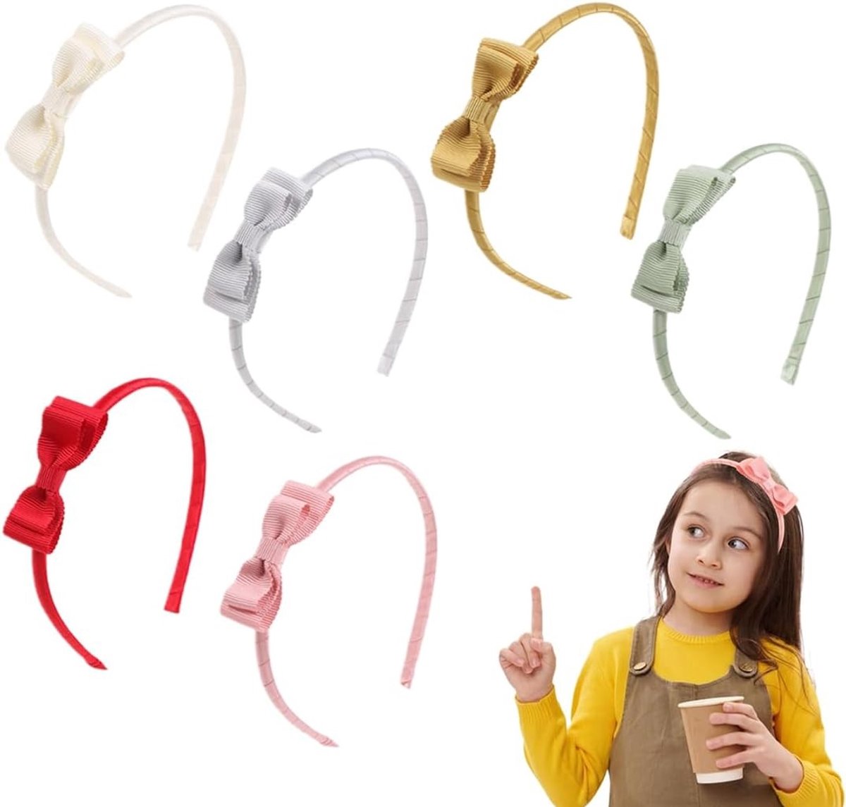 Set van 6 meisjes haarbanden met strik voor pasgeborenen en meisjes, perfect voor feesten, verjaardagen en dagelijks gebruik