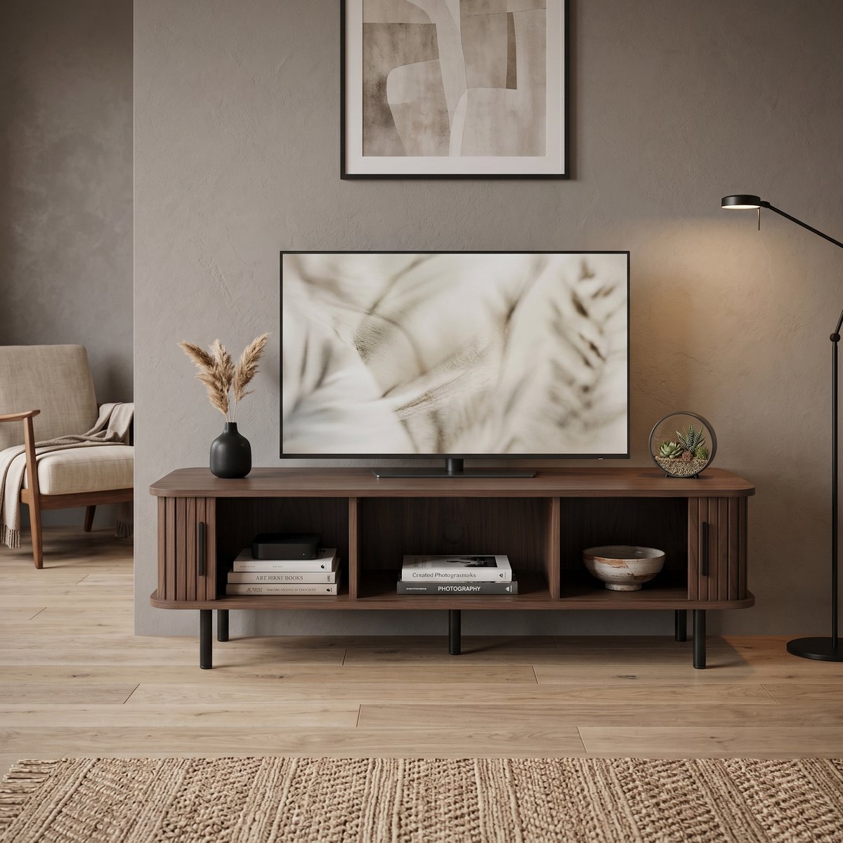 Mano Leisure TV-meubel - Kastanjebruin & Zwart Metaal 120 x 40 x 39 cm – Moderne TV-kast met Opbergruimte