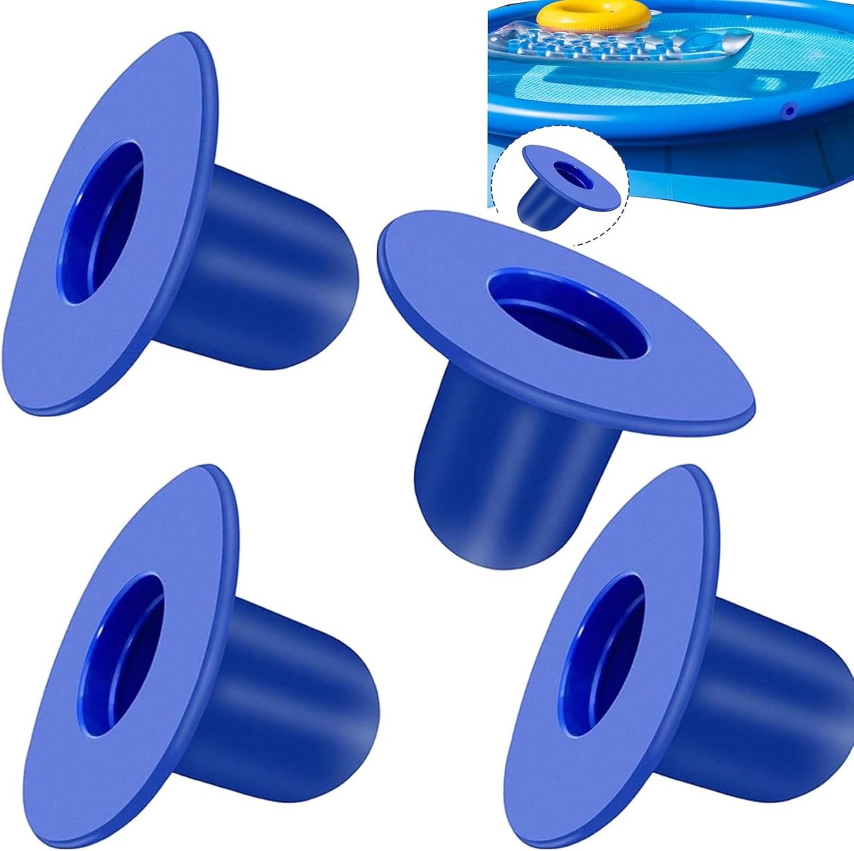 4-delige set zwembadstoppers voor afvoerpluggen en filterpompen - winteraccessoires voor zwembaden en spa's (blauw)