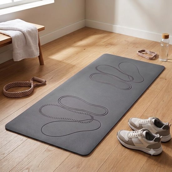 Grijze Pilates mat fitness mat unisex antislip squat mat 80 x 35 cm 0,6 cm dik voor yoga pilates squats lunges bilspier oefeningen thuis gym geweven oefenmat trainings mat functionele fitness apparatuur — afbeelding 5