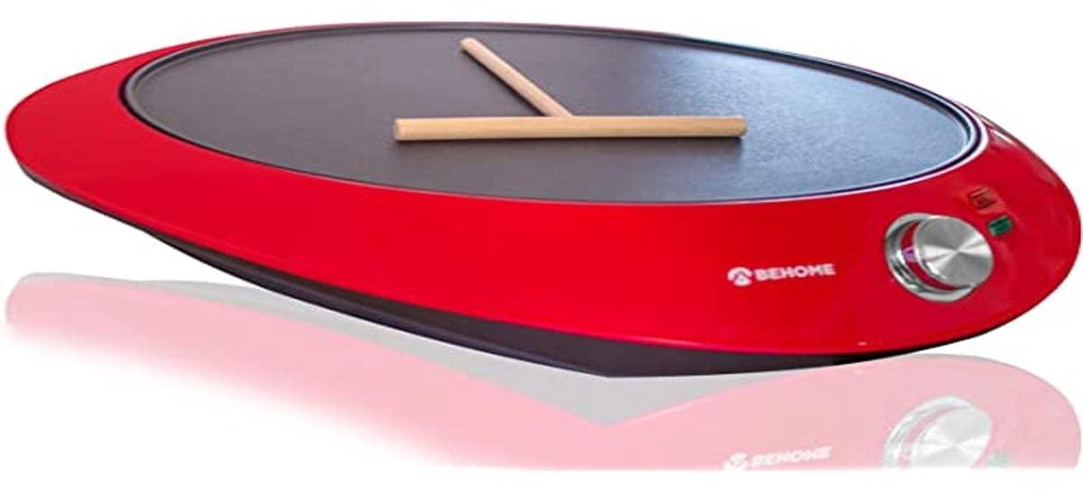 SnelShoppen - Elektrische Pannenkoekenpan met Antiaanbakplaat, Pannenkoekenmaker 30 cm met Deegdiffuser, Ideaal voor Feestjes, Camping, Keuken en Kind