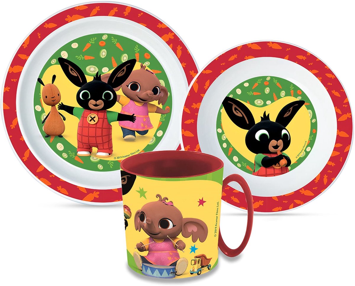 SnelShoppen - Herbruikbaar Kinderservies Set - Ontbijtset voor Kinderen - BPA Vrij Plastic Kinderborden, Bestek en Serviesset voor Feest, Camping en T
