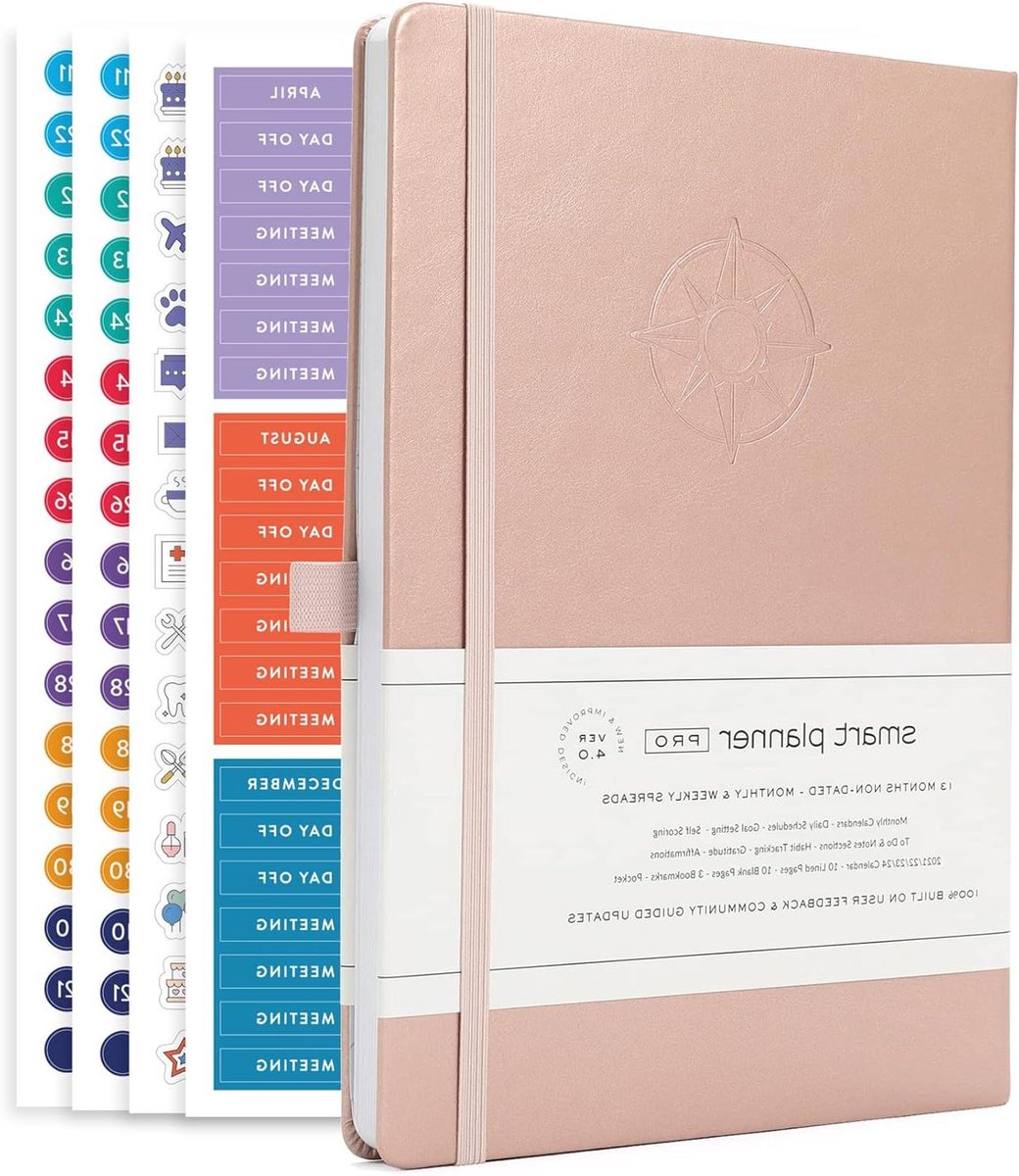 Productiviteitsplanner - Dagplanner Organizer - Doelen Behalen - Ongedateerde Lay-out - Medium B5 - Roségoud