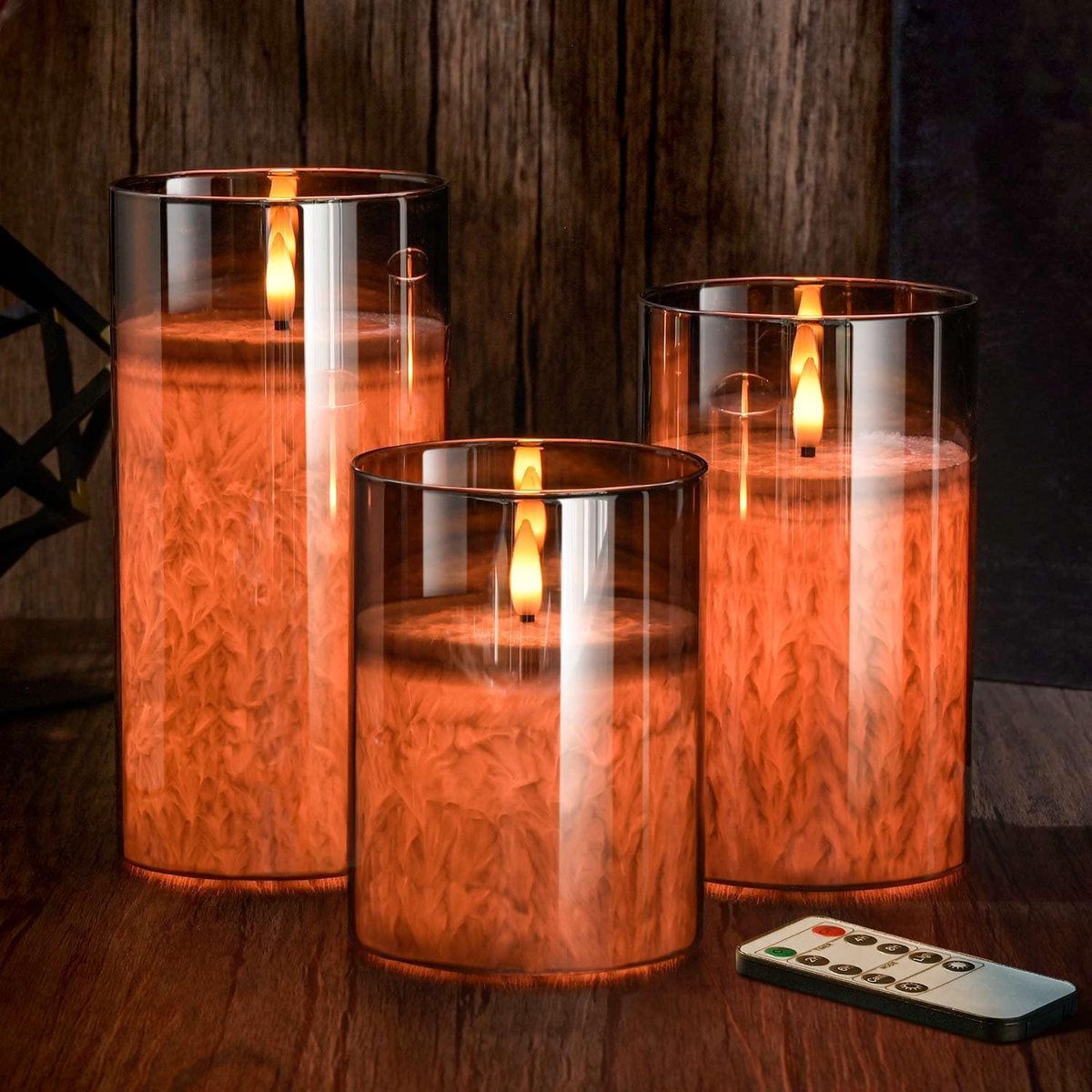 LED Candles, Flickering Flame, LED Candles with Timer Function in Glass, Electric Candles Made of Real Wax with Remote - ShopVlot
