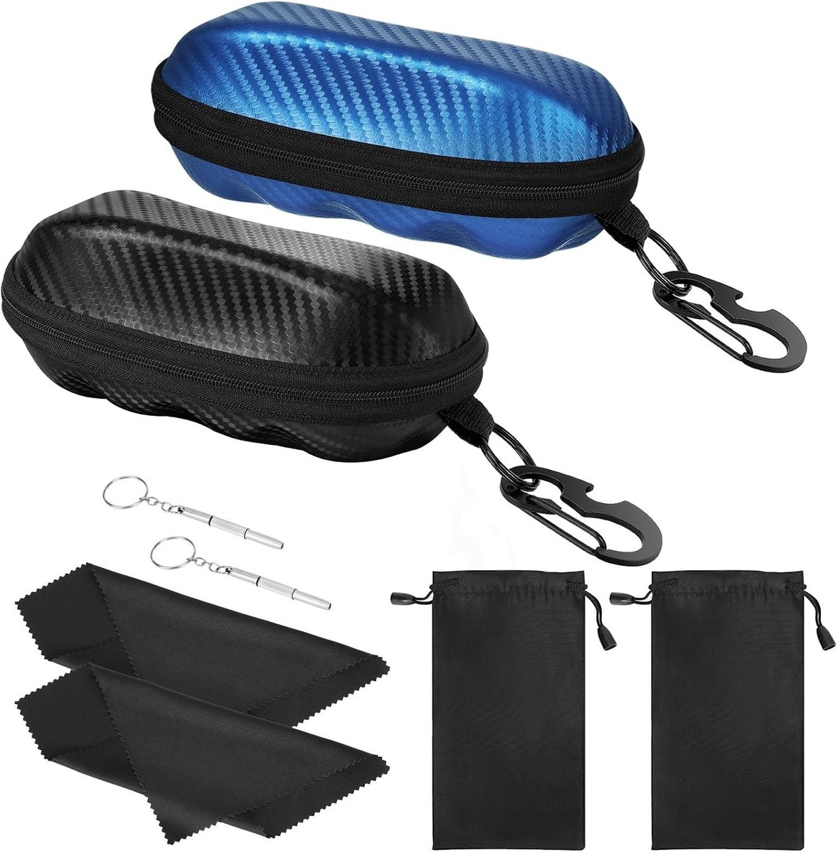 Semi Hard Shell Zonnebril Etui voor Unisex, Beschermende Brilhouder met Metalen Hanghaak en Duurzaam Ontwerp