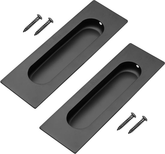 Deux poignées de porte coulissante noires en SUS-304 avec vis assorties.