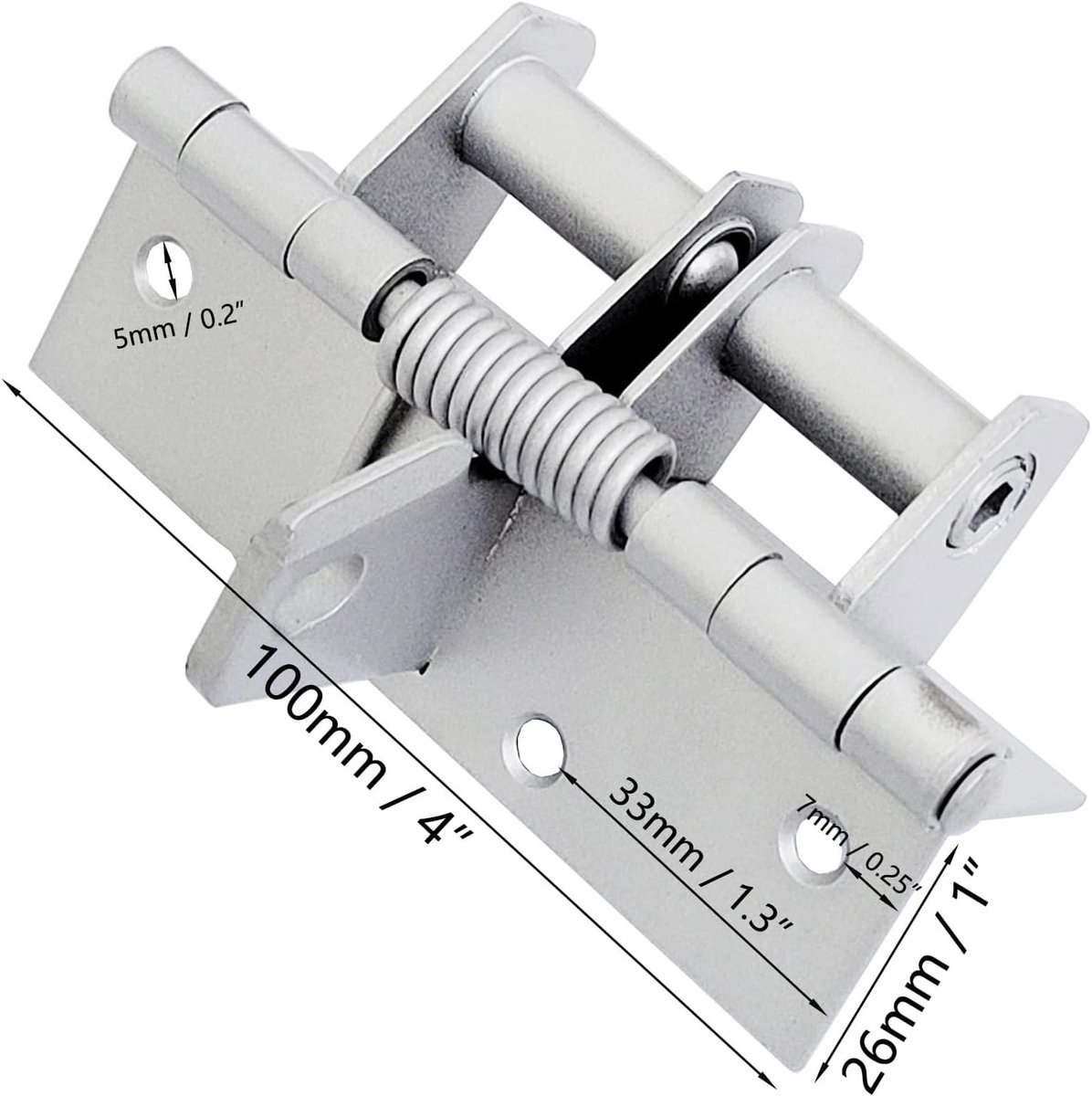 Set van 4 zelfsluitende deurhengsels van 10 cm, ideaal voor binnengebruik en woningverbetering (verchroomd)