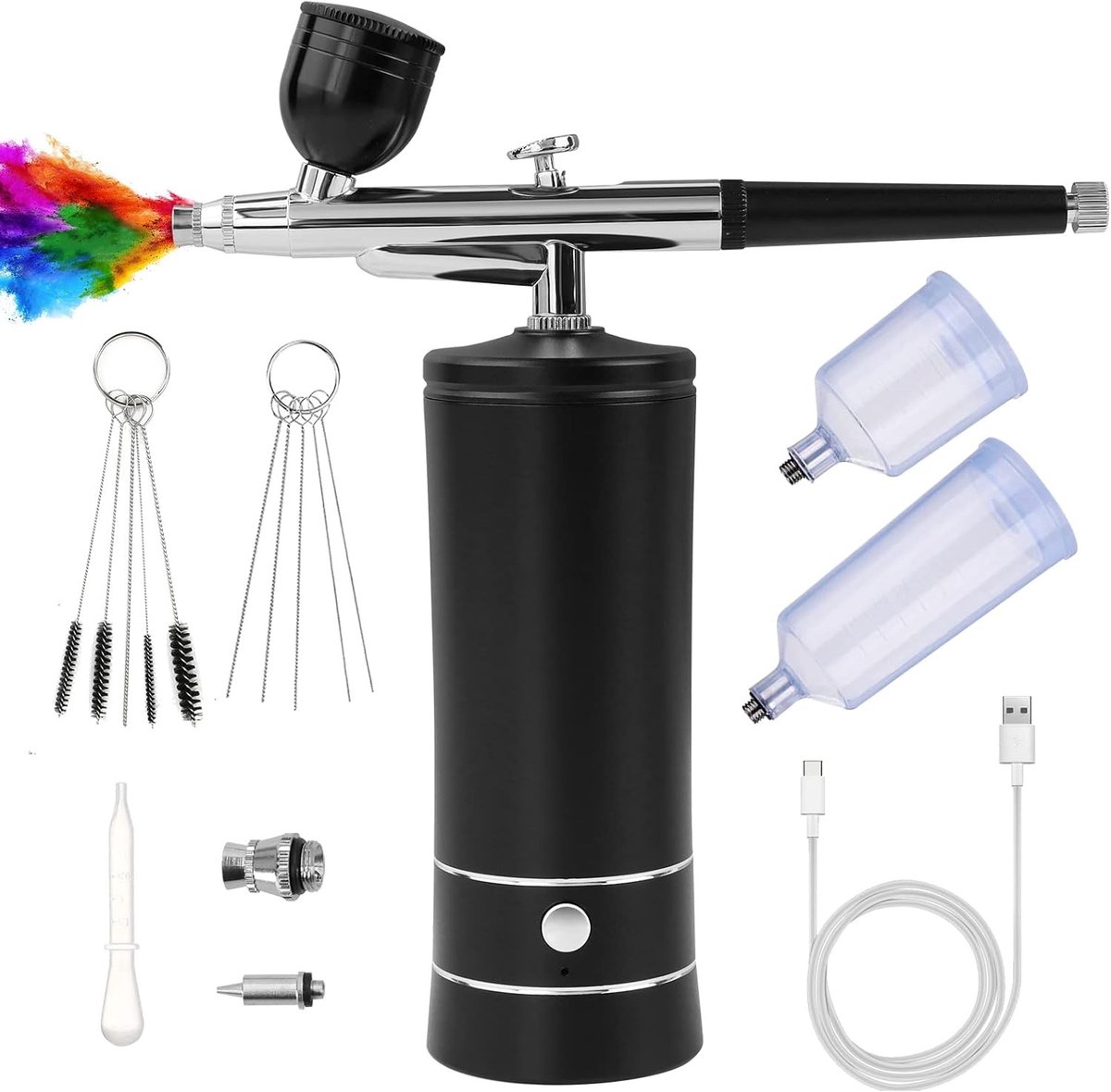 Draadloze Airbrush Set met Compressor voor Nail Art, Make-up, Schilderen en Taartdecoratie - Inclusief 0.3mm Mondstuk en Reinigingsborstel