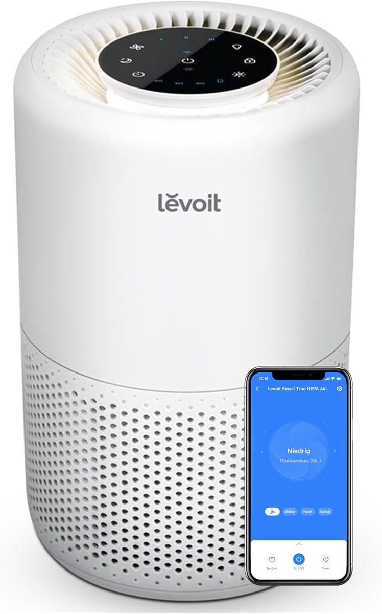 Luchtreiniger met Wifi – 3-in-1 HEPA-filter – Spraakbediening – Stil 24 dB – Tot 70 m² – Wit
