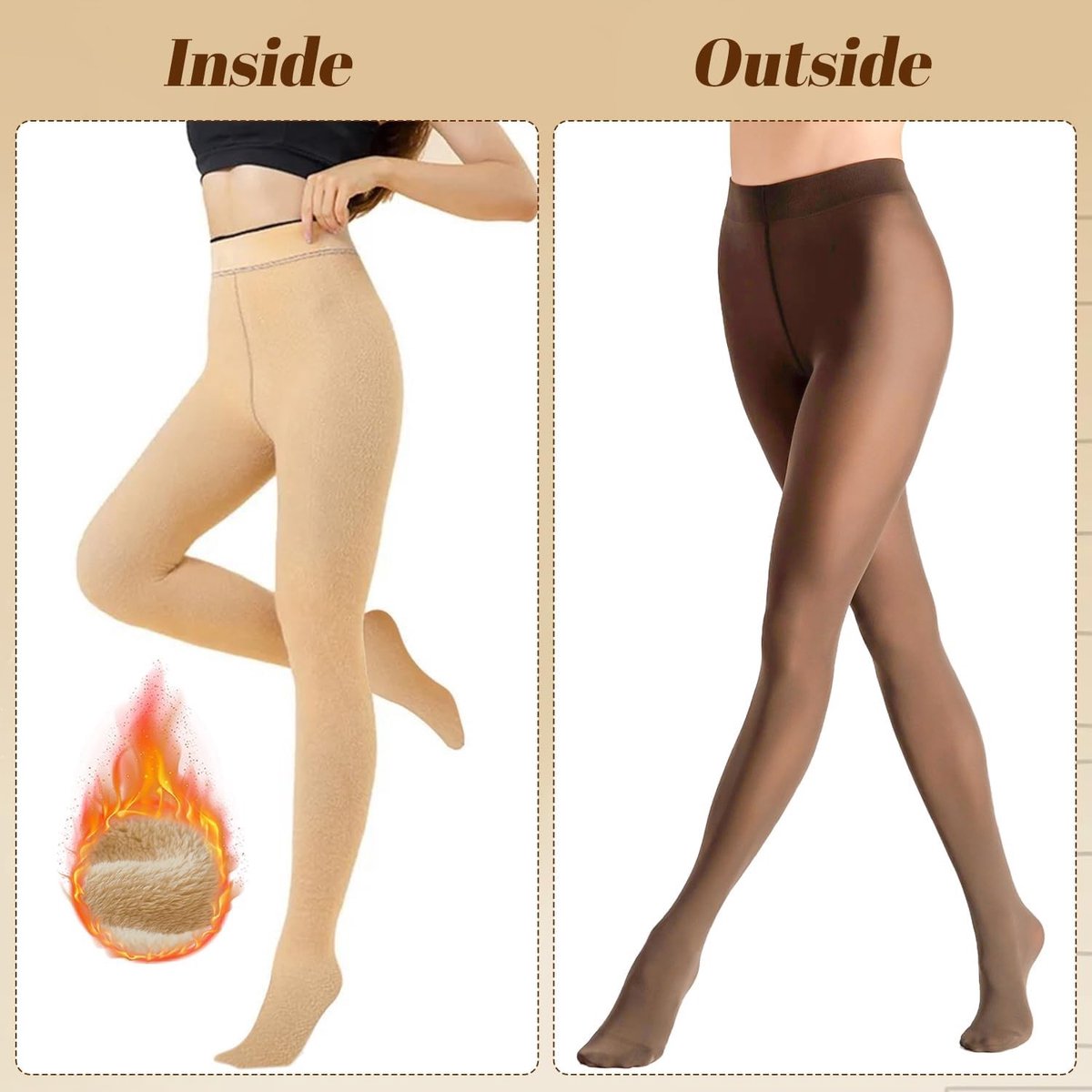 Dikke thermoleggings voor dames, warm en comfortabel met een transparante uitstraling voor de winter