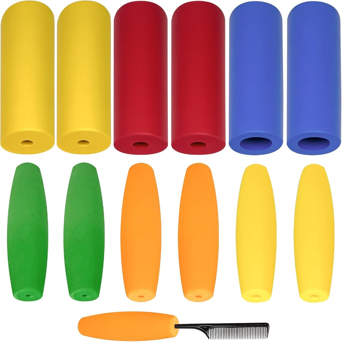 Pack of 12 Foam Handles, Foam Grips, Handlebar Cover for Bike, Black Non-Slip Rubber Foam for Sports, Fitness - ShopVlot